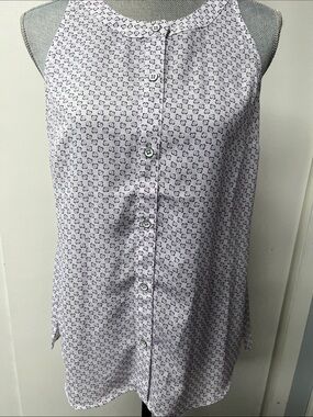 CAbi Lilac Floral Print Sleeveless Top #5905